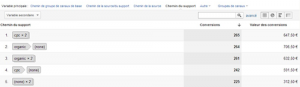 Chemins de conversion les plus fréquents - Chemin support - Google Analytics