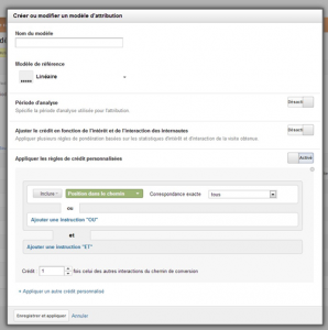 Outil de comparaison de modèles - composition-modele attribution personnalise - Google Analytics