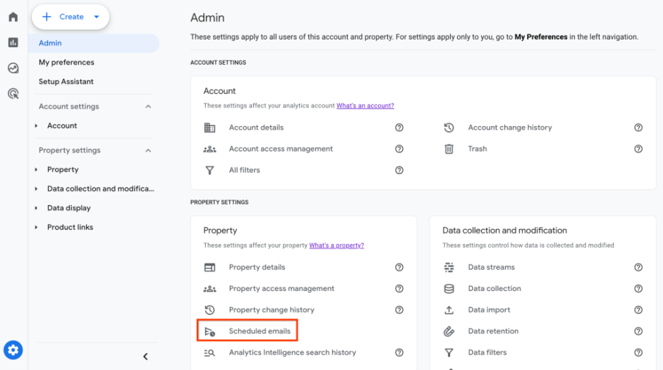 Google Analytics Associez groupes emails planifiés